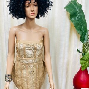 FASHION NOVA Elegant Gold Sequins Strapless Dress Size XL